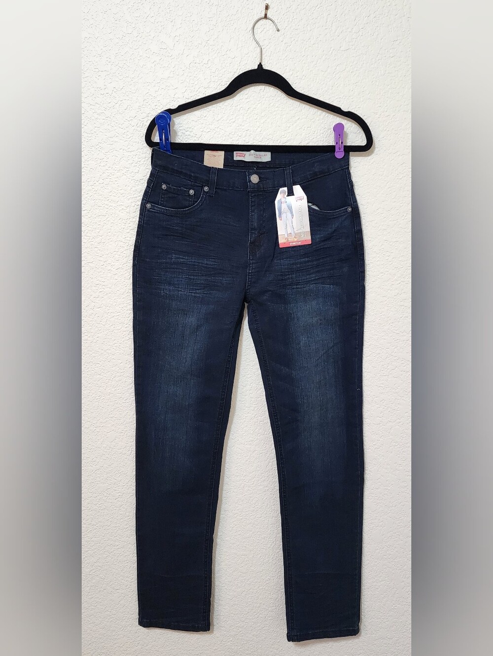 NWT Levi’s 502 Boys Jeans Size 18 Regular Dark Wash Taper Stretch 29x31